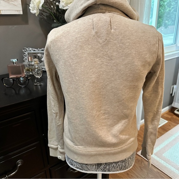 J.Crew Vintage Sherpa Lined Zip Hoodie Sweatshirt Beige Size Small - Picture 10 of 16
